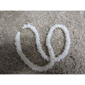 White Shell Beaded Necklace With Barrel Clasp